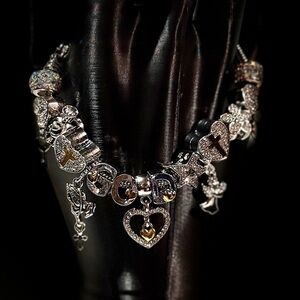 Elegant GOD Silver Cross Charm Bracelet